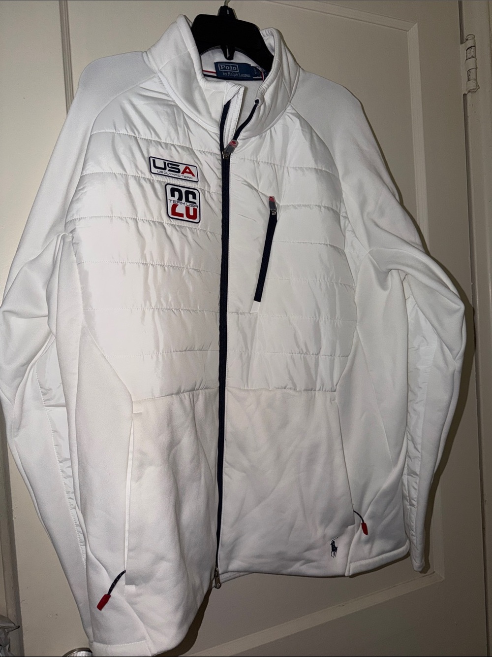 NWT Polo by Ralph Lauren White Performance Jacket with USA Patch